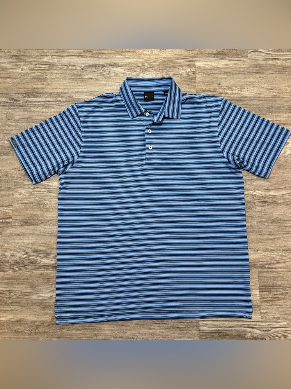 Dunning Golf Polo Shirt Mens Large Vented Striped Polo Liberty/Channel Blue